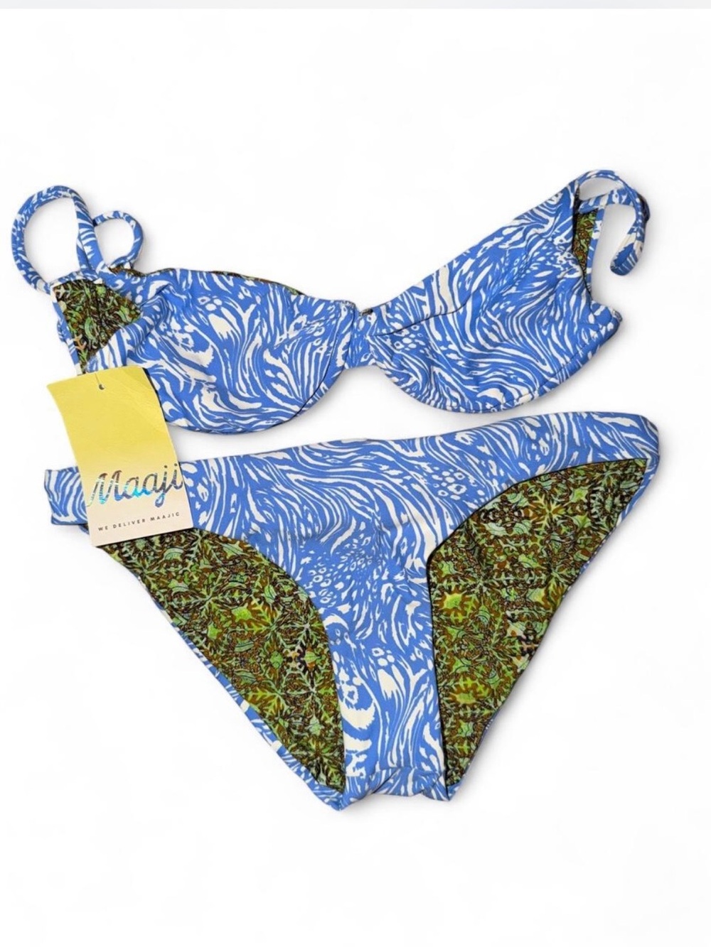 Maaji Reversible Blue swirl Patterned bikini set
